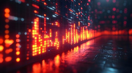 Obraz premium Dynamic isometric 3D render showcasing business performance with blurred graph background