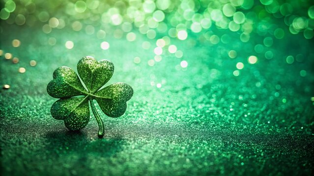 Elegant St. Patrick's Day Background: Green Shamrock Design with Copy Space
