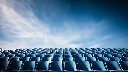 Empty stadium seats, a silent testament to the absence of fans, symbolizing the void left by the lack of human connection and shared experiences in the face of challenges.