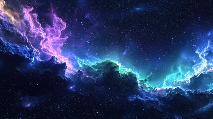 Fototapeta premium Cosmic Aurora with Starry Sky