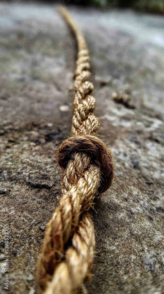 Aufkleber iron nail and coarse rope on a rustic surface showcase simple textures