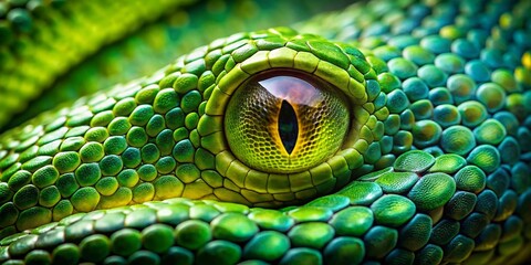 Fototapeta premium Emerald Serpent Eye: Close-Up Macro Photography of a Green Snake's Iris