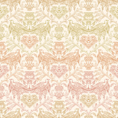 Birds and Floral Seamless Pattern: Elegant Vector Illustration for Fabrics, Wallpapers, and Packaging Design