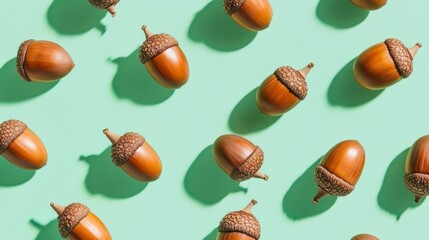 seamless pattern with acorns and leaves