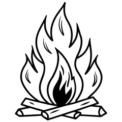 Elegant Bonfire Line Sketch