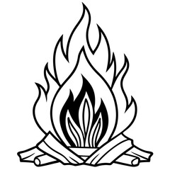 Elegant Bonfire Line Sketch