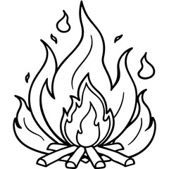 Elegant Bonfire Line Sketch