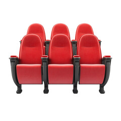 Fototapeta premium Red Cinema Seats: A Row of Plush Theater Chairs