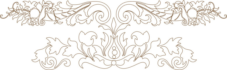 vector sketch, silhouette illustration, European traditional ethnic, vintage, classic floral ornament decoration design.eps