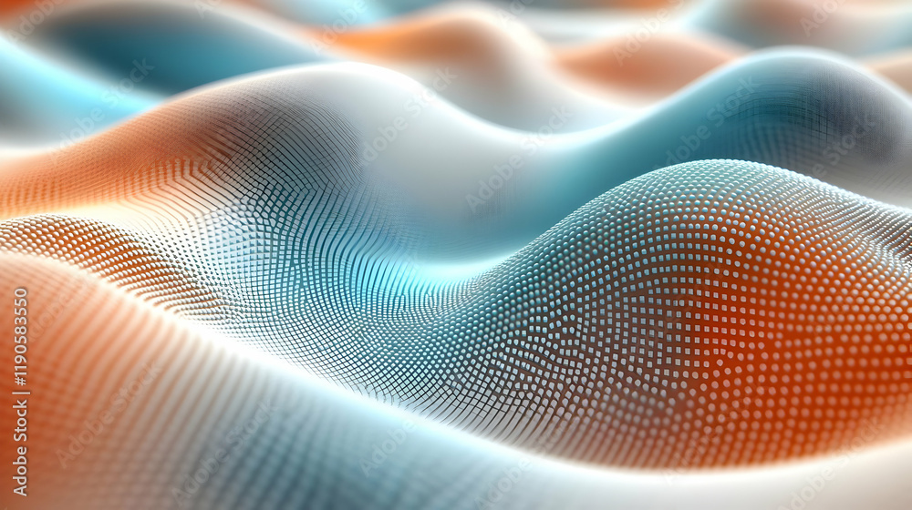 Poster abstract 3d rendering of colorful wave pattern with pixelated texture