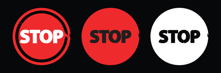 Stop red sign icon