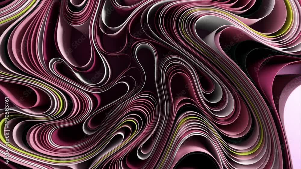 Poster purple wavy stripes are morphing and evolving, creating an abstract and mesmerizing visual experienc