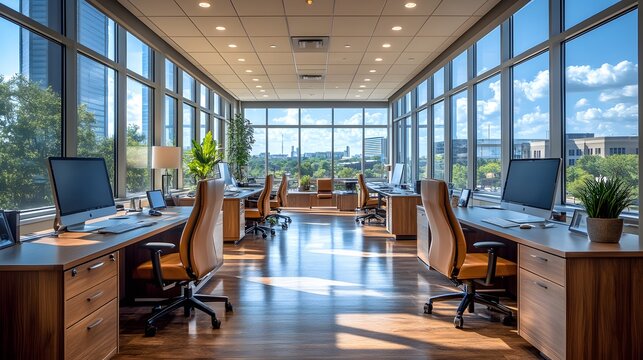 Professional workspace emphasizing shared resources and optimized layouts for cost efficiency