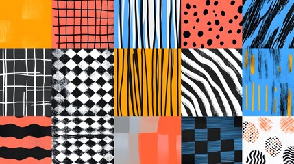 Obraz premium Abstract Collage Of Diverse Colorful Geometric Patterns
