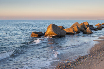 Sunset on the beach, Spadafora, Sicily, Italy