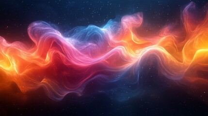 Obraz premium Colorful cosmic wave abstract. Starry energy flows brightly. Nebula style vibrant background design