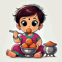 Indian Sweets Vector Black Silhouette Cricut Design for T-Shirt