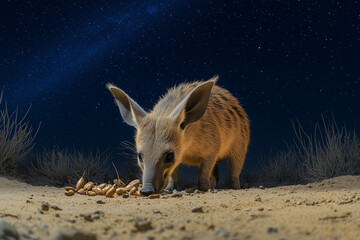 Fototapeta premium Aardvark in the Night: A Unique Blend of Wildlife and Artistry