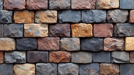 Obraz premium Close-up of a Rustic Stone Wall Showcasing Varied Textures and Colors