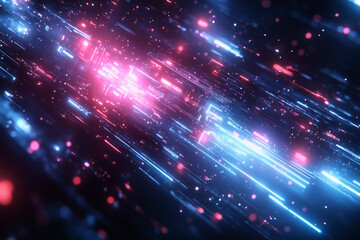 Obraz premium Futuristic Background With Red Blue And Pink Colored Particles 
