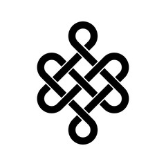 endless tibetan eternal knot symbol tattoo logo isolated on white background. vector illustration.	