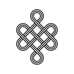 endless tibetan eternal knot symbol tattoo logo isolated on white background. vector illustration.	