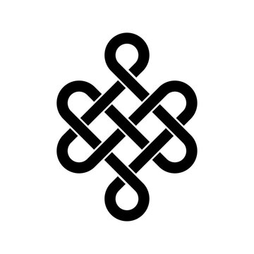 endless tibetan eternal knot symbol tattoo logo isolated on white background. vector illustration.	