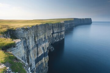 Obraz premium A peaceful coastal cliffside scene capturing gentle breezes and dramatic rock formations for nature enthusiasts and travel photography lovers