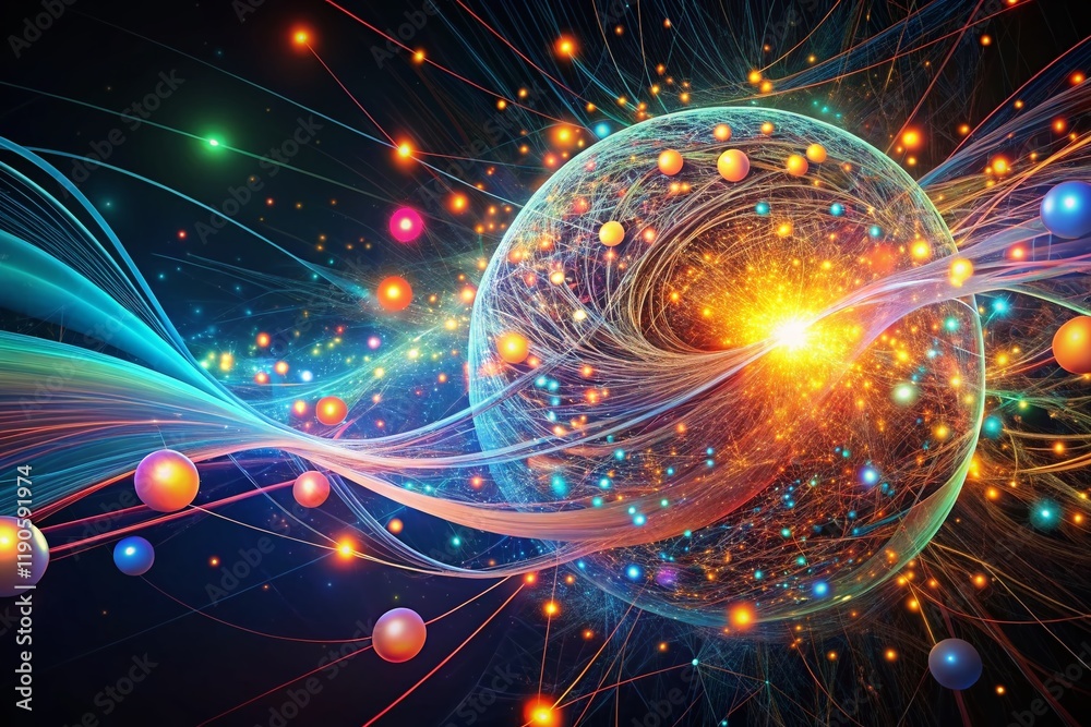 Poster generative ai technology: futuristic abstract data flow visualization