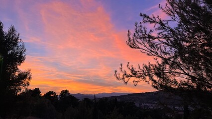 Orange sunset in Podgorica. High quality photo