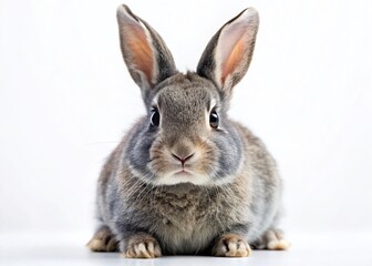 Obraz premium Grey Bunny Rabbit Isolated on White Background - High-Resolution Stock Photo
