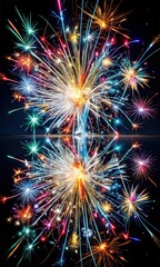 Fototapeta premium Spectacular Fireworks Display Graphic Design Resource – Vibrant Explosions and Colorful Pyrotechnics for Celebrations and Events