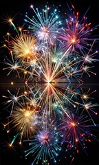 Fototapeta premium Spectacular Fireworks Display Graphic Design Resource – Vibrant Explosions and Colorful Pyrotechnics for Celebrations and Events
