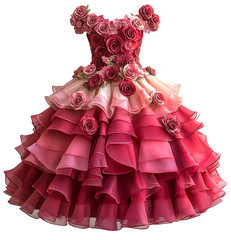 Pink girl dress gown. Ai generated