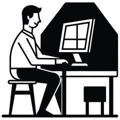 Serene Freelancer Silhouette Focuses on Desktop Work startup success  