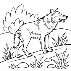  wolf ,kids coloring page , coloring page for kids, animal coloring page, KDP, Animal Coloring Page For Kids,  line art  © PNGHUB