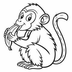Monkey ,kids coloring page , coloring page for kids, animal coloring page, KDP, Animal Coloring Page For Kids 