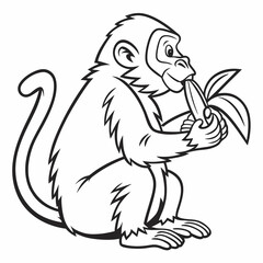 Monkey ,kids coloring page , coloring page for kids, animal coloring page, KDP, Animal Coloring Page For Kids 