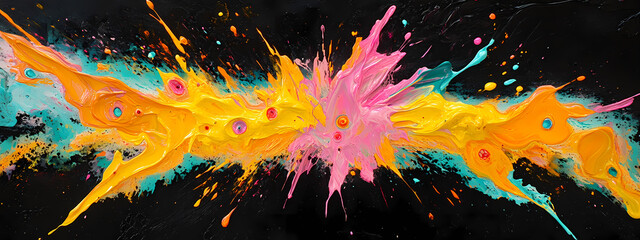 Dynamic interplay of bright paint splashes
