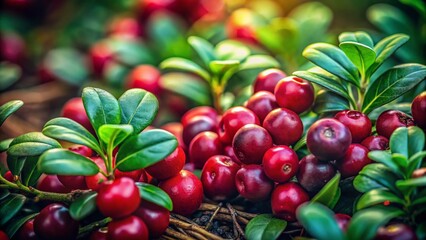 Hidden Cranberry Treasure: Vibrant Red Berries Concealed Amongst Lush Green Leaves - Urban Exploration Photography
