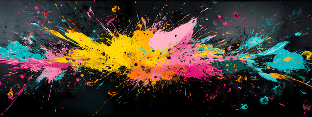 Fototapeta premium Dynamic interplay of bright paint splashes