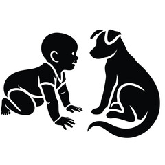 Baby and Dog Silhouette