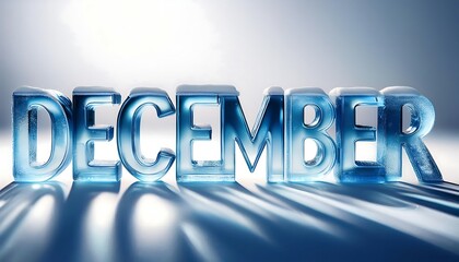 Ultra-realistic 3D Ice Sculpture of the Word 'December'