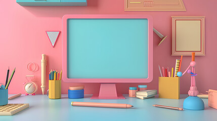 background with school board and stationery theme