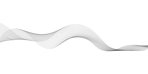 Abstract wavy white and grey curved lines on transparent background. Frequency sound wave lines and technology background, Design for brochure, flyer, banner, template, business wave lines background.