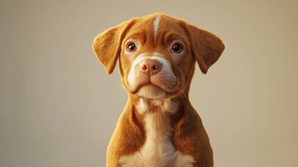 [Pet Adoption adopt pet events] Sweet Pit Bull Portrait Close-Up of Calm Young Dog with Expressive Eyes