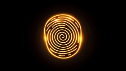 Futuristic yellow fingerprint symbol on a dark background, refined lines and a minimalist layout, ideal for security themes