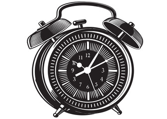 vector silhouette alarm clock logo design, ringing alarm clock logo set, alarm clock silhouette logo vector icon on white background.