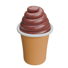 3D Cartoon Chocolate Creamy Milkshake