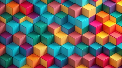 Obraz premium Isometric Cube Pattern Wallpaper: Abstract Geometric Background Design